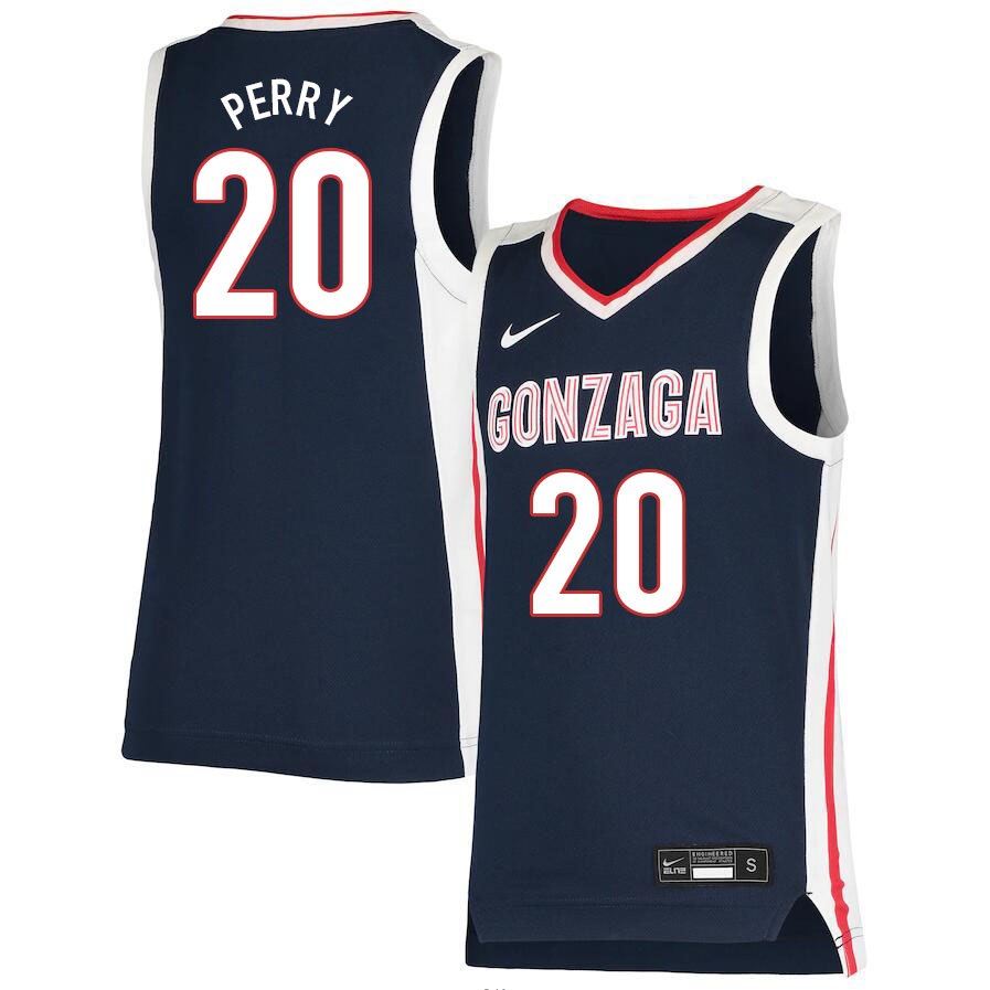 Men #20 Kaden Perry Gonzaga Bulldogs College Basketball Jerseys Sale-Navy - Click Image to Close